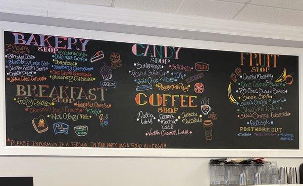 Smoothie menu