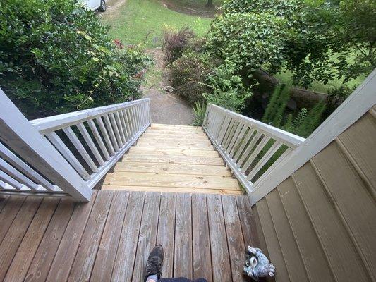 Refinished deck stairs