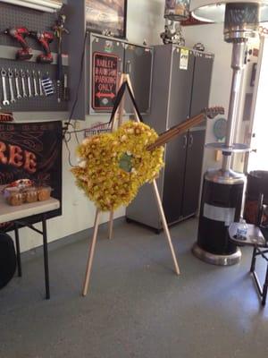 A custom "guitar" funeral piece