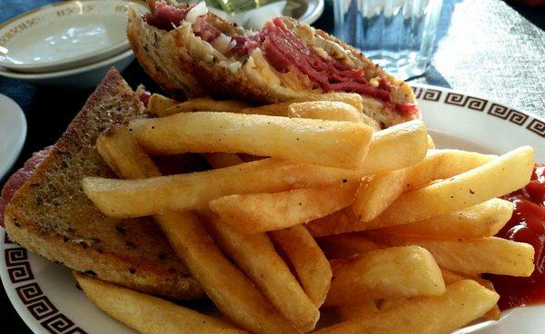 Reuben with fries.