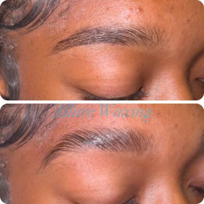 Brow Lamination gives brow the appearance of being fuller and fluffier. Brows can be waxed, tweezed and tinted to achieve desired look!