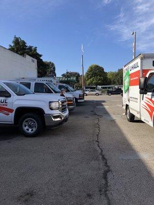 The truck I reserved is on the left. The owner had parked a larger truck in the center of the lot blocking the way out.