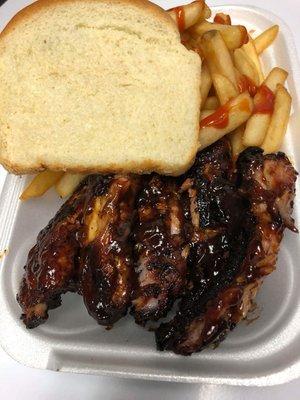 BBQ ribs with fries only $8 dollars