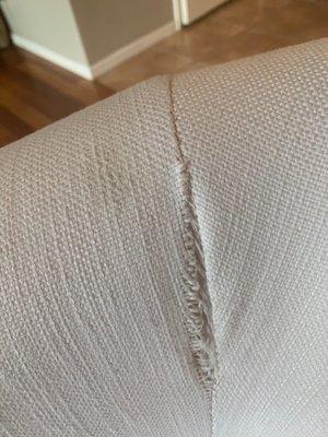 The seam that is ripped.