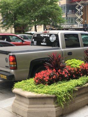 This is a photo of the back of a Certified Construction Services truck. Really classy.