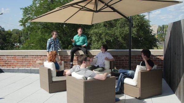 Team Meeting on our patio