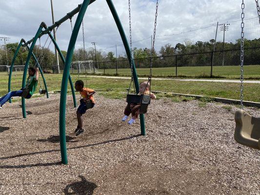 4 regular swings, 1 baby, 1 handicap swing