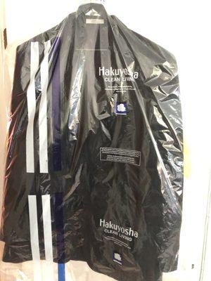 Thanks Hakuyosha! Dry cleaned suit top for only $11.60 with tax included.