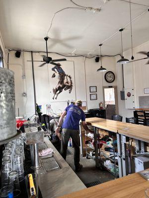 The back bar looking towards the train station doorway