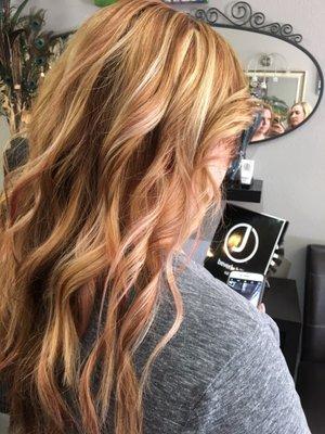 Hair by Shannon at FLIRT SALON AND SPA..rose gold highlights, with honey highlights as well   11/2016