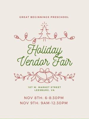 Join us for our Holiday Vendor Fair showcasing local small businesses! Vendor Applications available on our website!