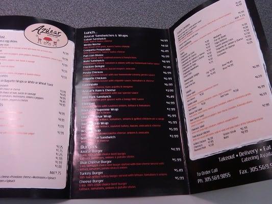 Their extensive menu, not including the back!