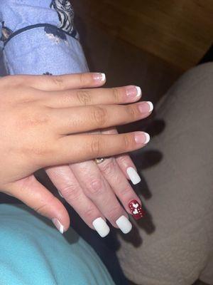 Gel French manicure and acrylic manicure