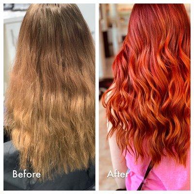 She asked for hair that literally looked like fire!