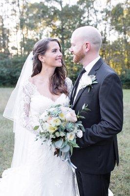 Dusty blues with white florals & succulents were the perfect addition for this lovely couple.