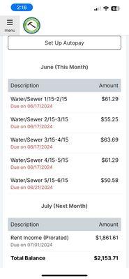 Back charged water/sewer charges