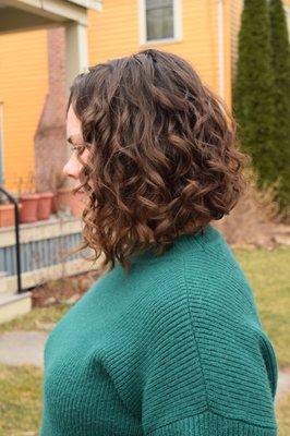 A-line bob short curly hair