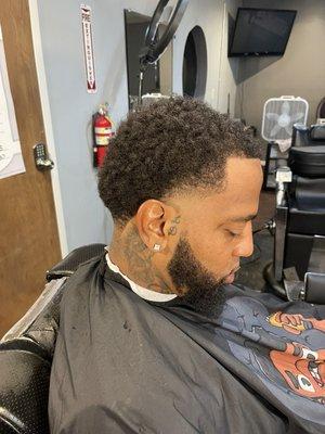 Taper Afro and beard trim