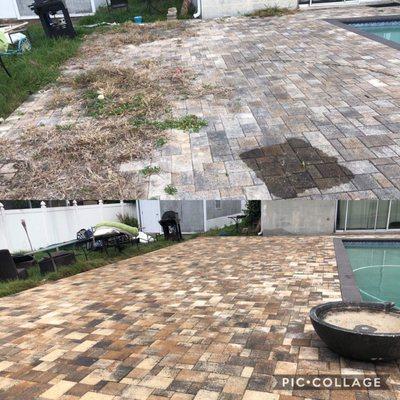 The before and after of how badly I neglected my pavers and how well David brought them back.