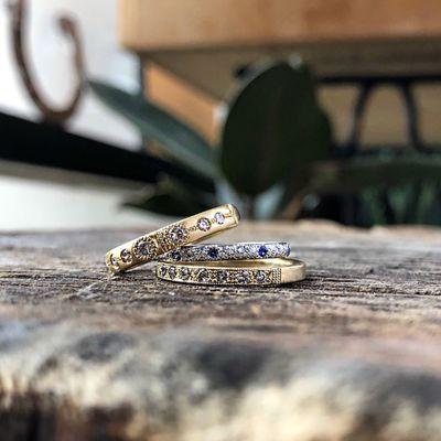 Playful diamond stacking rings