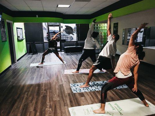 Yoga class with Lynette.