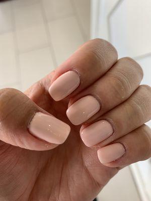 Gel mani. She cleaned it up nicely