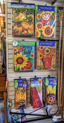 Decorative, happy garden flags ~ full size and mini