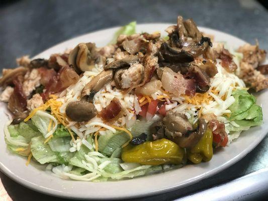 HUGE salads, fully loaded and served with warm grilled pita bread! YUM!