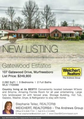 Just Listed in Murfreesboro.