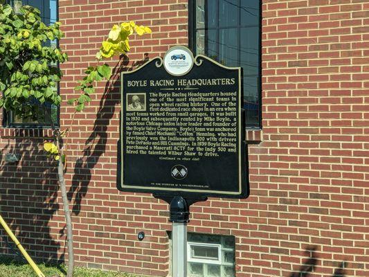 Boyle Racing Headquarters Historical Marker, Indianapolis