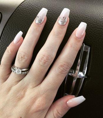 White ombré with silver ombré glitter