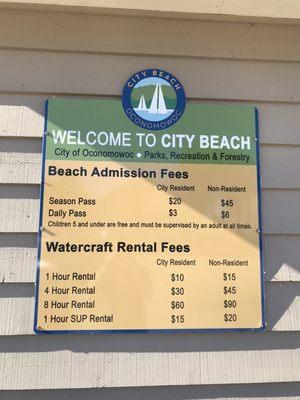 Beach and watercraft fees