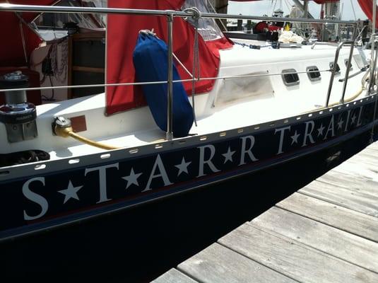 boat lettering, boat striping, boat graphics