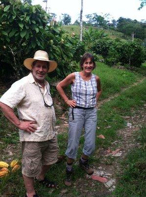 with my sister in Costa Rica. Those are cocoa pods on the ground!