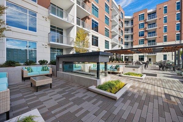 Outdoor Lounge with Fireplace