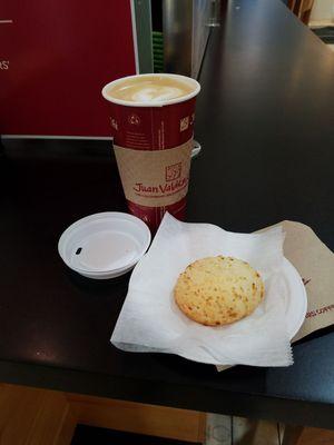 Pan De bono and cafe con leche with caramel