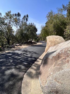 Down our long driveway -- looks so good! No more water rivets!