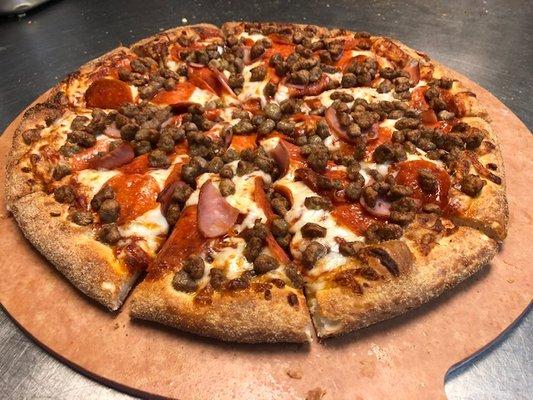 Large Hand Tossed 6 Meat Pizza