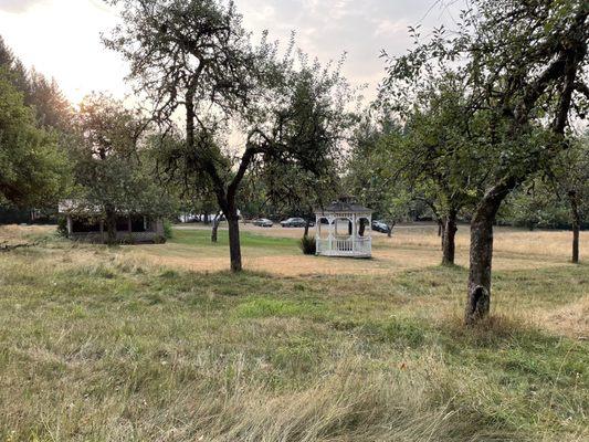 The west side of property has lots of space for RV parking and also a gazebo