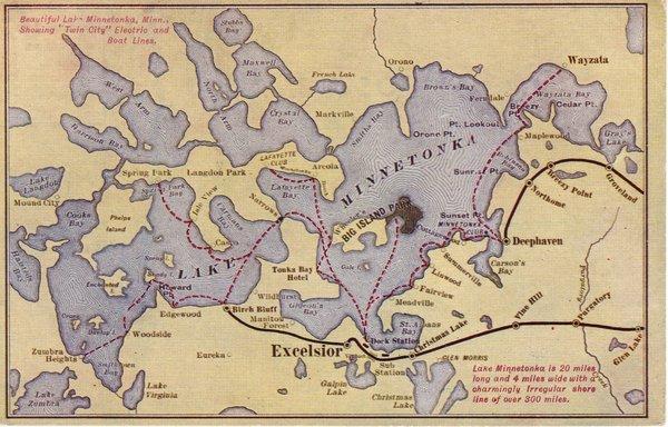 Streetcar boat route map, 1906-1926.