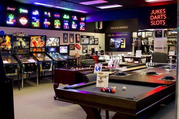 Pool tables, foosball, arcade games