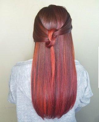 Fiery red balayage