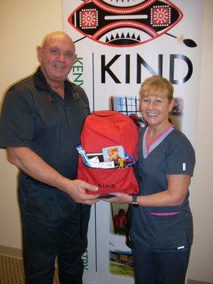 Book bags donated by Sandra and Kelly to our K.I.N.D. Organization in Kenya. We are so blessed.