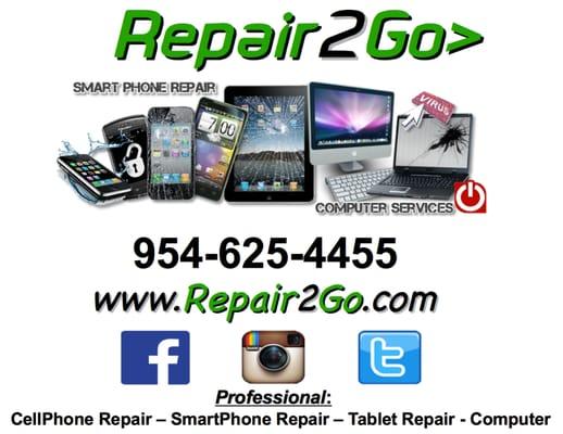 On Site Repair Done at the convenience of your Home or Office. Repair2Go, #1 On Site Repair Service!