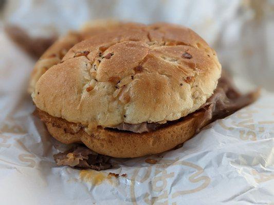 Classic beef and cheddar sandwich. 2 for $7.