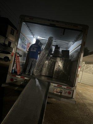 Late night job, loading truck for a move