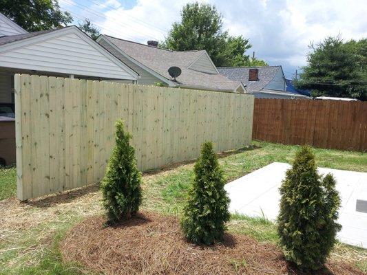 6ft wood privacy fence.