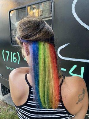 Rainbow peekaboo hairstyle