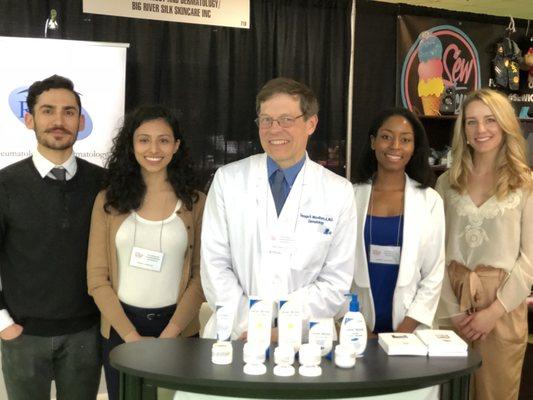 Board-certified Dermatologist George Woodbury Jr. with organic&natural skincare products company staff (Big River Silk Skincare Inc.)