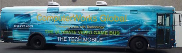 The Ultimate Video Game Bus from the side....Awesome.. ( it also includes extra text that I added after the wrap).